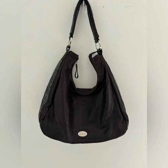 Vintage DXtouch Italian Leather Hobo Bag Swarovski Strap and Ring - Picture 2 of 13